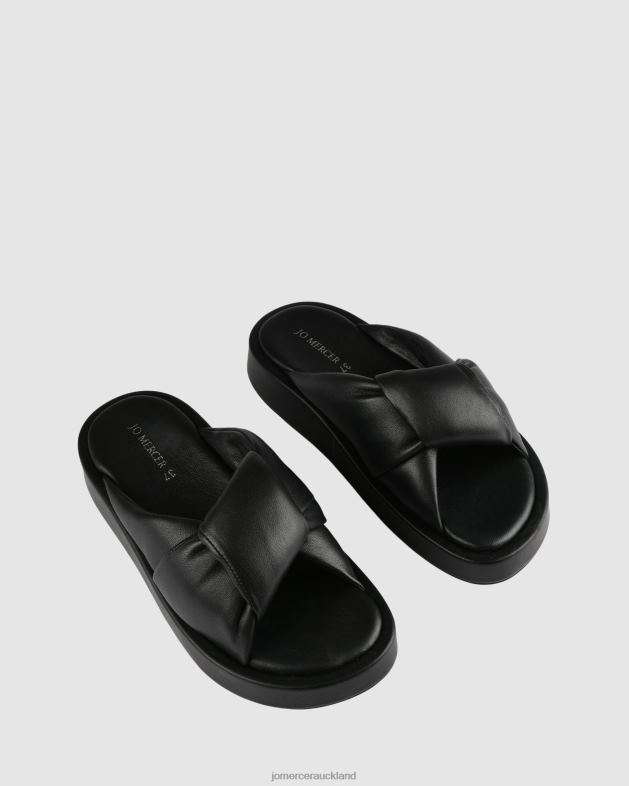 Jo Mercer Black Leather Dhaka flat slides Footwear 46242261