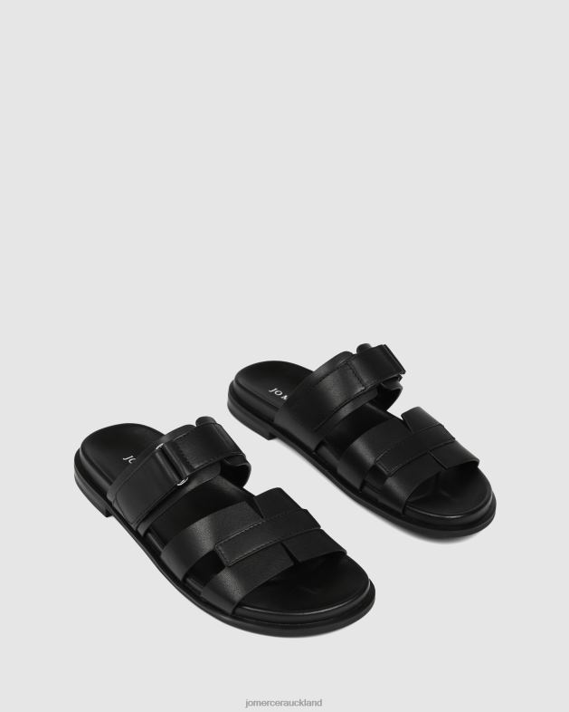 Jo Mercer Black Leather Hendrix flat slides Footwear 46242244