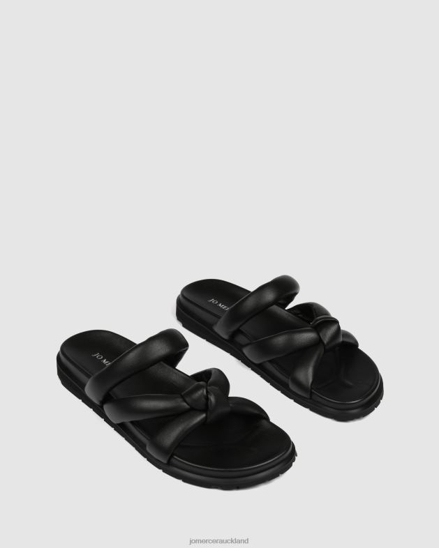 Jo Mercer Black Leather Hillary flat slides Footwear 46242252