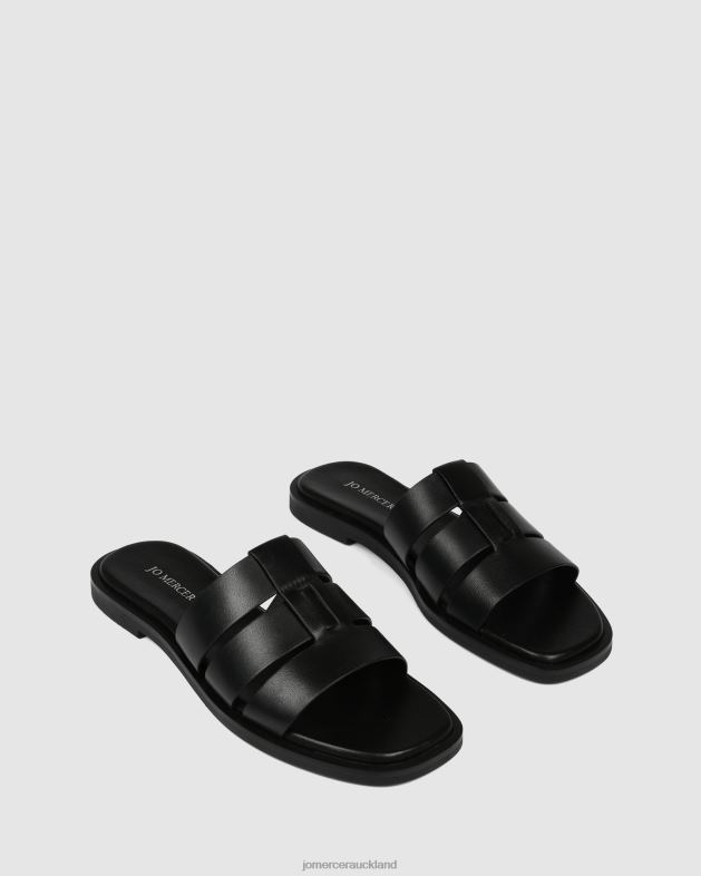 Jo Mercer Black Leather Sarita flat slides Footwear 46242245