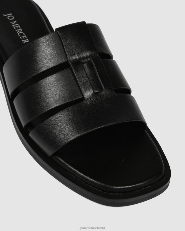 Jo Mercer Black Leather Sarita flat slides Footwear 46242245