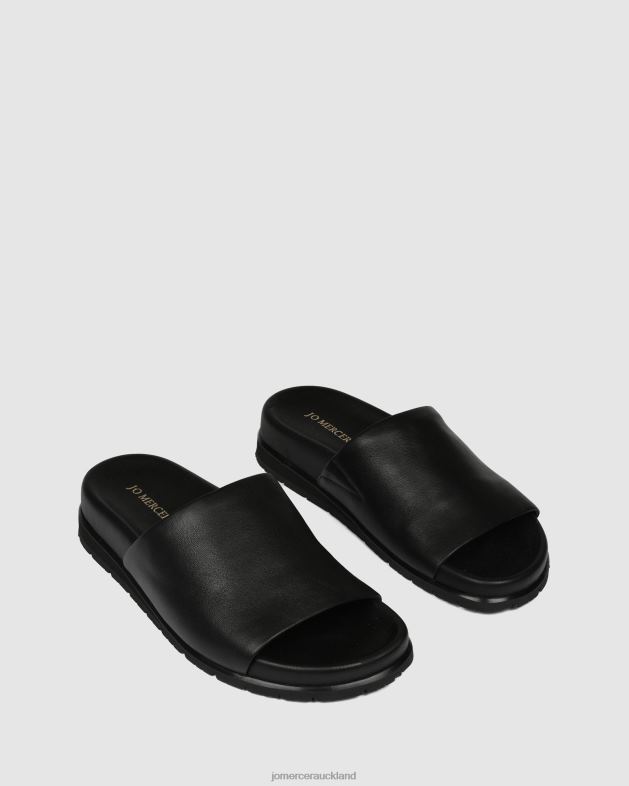 Jo Mercer Black Leather Villa flat slides Footwear 46242251