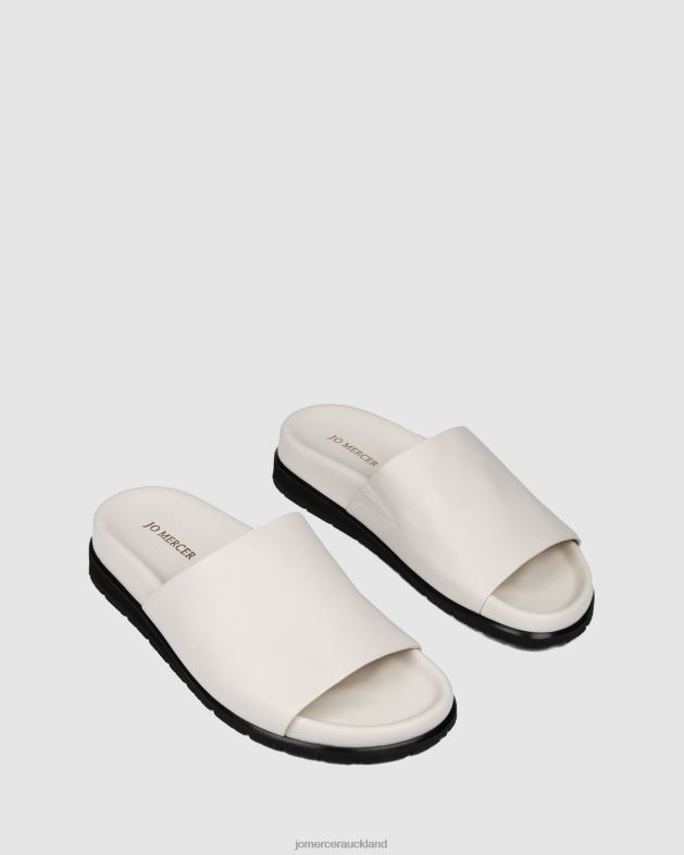 Jo Mercer White Leather Villa flat slides Footwear 46242270